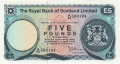 Royal Bank Of Scotland Ltd 1969 To 1981 5 Pounds,  5. 2.1972